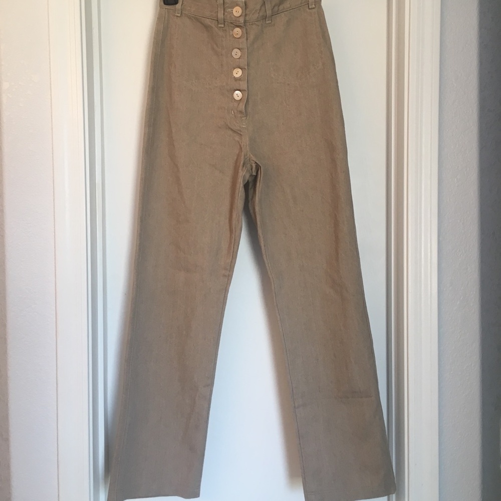 Penny Sage / Khaki jeans / button up / 6